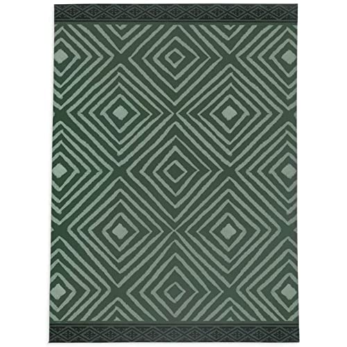 TRP Artisan Foldable Rectangular Office Chair Mat 96" x 120" | Pretty Print Jacquard Weave | Dark Green, Water & Stain Proof