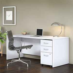 Studio C 72W x 30D Office Desk with Mobile File Cabinet in White