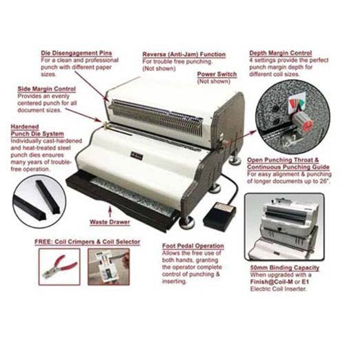 Akiles Coilmac-ECP 41 13-1/2" 4:1 Pitch Heavy Duty Coil Binding Machine & Electric Punch