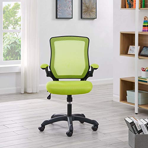 Modway Veer Office Chair with Mesh Back and Vinyl Seat With Flip-Up Arms in Green