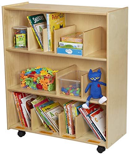 Childcraft Mobile Open Shelving Units with Adjustable Dividers, 35-3/4 x 14-1/4 x 42 Inches