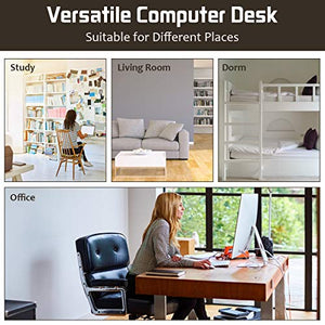Tangkula Computer Desk with Drawers & Cabinet, Wooden Executive Desk Home Office Desk, Writing Study Desk Computer Workstation, PC Laptop Desk for Bedroom & Office (Brown)