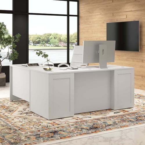 Bush Business Furniture Hampton Heights Executive L-Shaped Desk | 72W x 30D, White