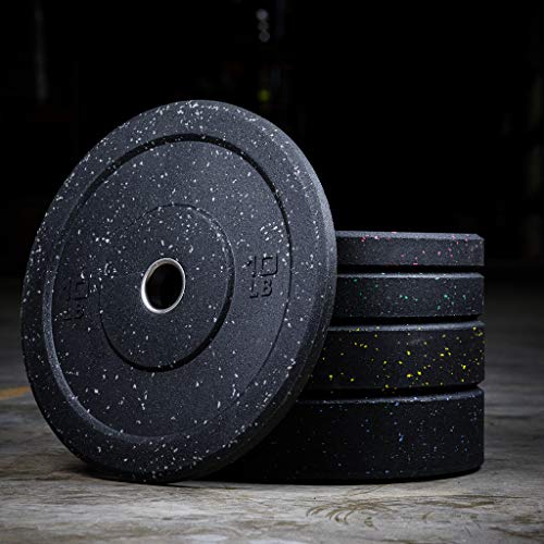 GRIND Fitness Fleck Crumb Rubber Plates, Colored Olympic Weight Plates, Bumper Free Weights for Weight Lifting and Strength Training, Sold in Pairs, 2" Steel Insert (45lb Pair)