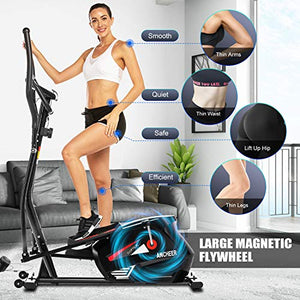 ANCHEER Elliptical Machine, Elliptical Trainer with APP Connected, 390 Weight Capacity & Large Multi-Function LCD Display for Walking Home & Office Cardio Exercise