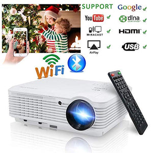 LED HD Video Projector Bluetooth Android 6.0 WiFi 3900 Lumens WXGA, 200" LCD Home Cinema Theater Projector 1080P HDMI VGA USB AV TV for Indoor Outdoor Movie TV Gaming Phone Laptop Firestick DVD PS4