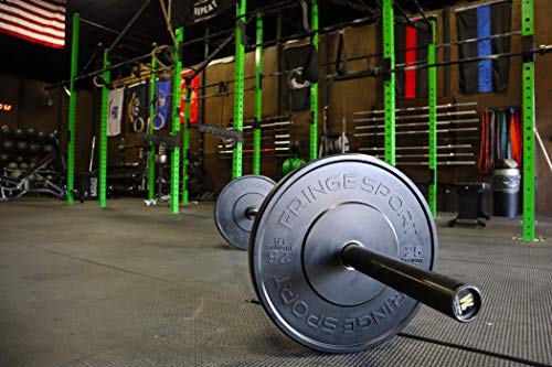 OneFitWonder Fringe Sport 45lb Black Bumper Plate Pairs for Weightlifting & Strength Training Equipment with a Dead Bounce, 45 Pound Weight Plates Pair - Low Odor, Ideal for Power Lifting