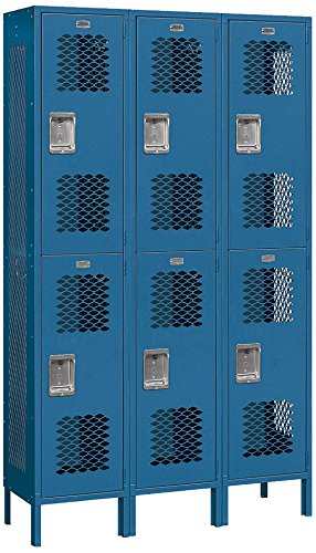 Salsbury Industries 82365BL-U Double Tier 45-Inch Wide 6-Feet High 15-Inch Deep Unassembled Extra Wide Vented Metal Locker, Blue
