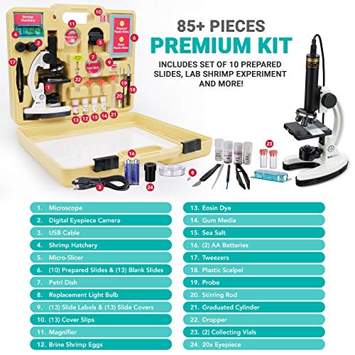 AmScope - M40-PS25W IQCREW by Kid's Premium 85+ Piece Microscope, Color Camera and Interactive Kid's Software Kit with Professional 25-Piece Prepared Slide Set