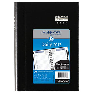 DayMinder Daily Appointment Book / Planner 2017, Hard Cover, Premiere, 4-7/8 x 7-7/8", Black (G100H-00)