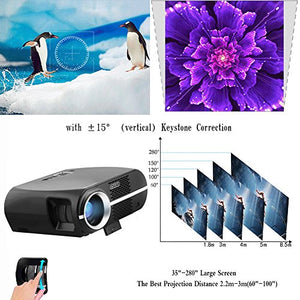 GP100 Video Projector,MTFY 3500 Lumens Portable LCD 1080P HD LED Projector,Home Theater Projector for Movie,TV,Photos,Games,DVD,PC,Laptop Support HDMI,USB,VGA,AV