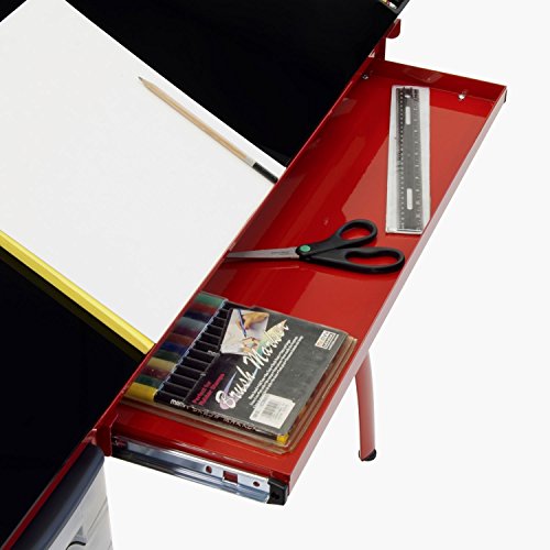 Offex Home Office Futura Craft Station Red/Black Glass