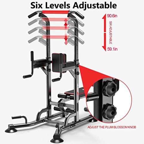 YYMN Power Tower Dip Station Pull Up Bar Strength Training with Dumbbell Bench,Home Gym Height Adjustable Exercise Tower Dip Stand, Strength Training Multi-Function Fitness Equipment