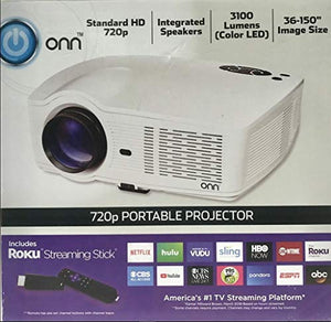 ONN 720p Portable Projector w/Roku Streaming Stick
