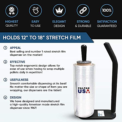 New! PalPak300 BACKSAVER - Best Selling Stretch Film Dispenser with Extended Handle, Industrial Strength for Packing Wrap, 6 Pack" Rolls with Tension Knob Adjustment Furniture, Boxes & Pallets