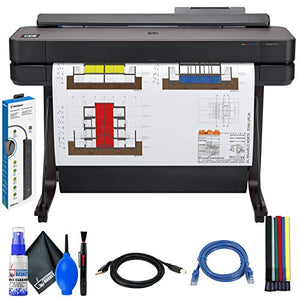 Hewlett Packard DesignJet T650 36" Large Format Plotter Printer (5HB10A) + Surge Protector + Printer Cable + Cat5e Ethernet Cable + Deluxe Cleaning Set + Cable Ties - Advanced Bundle