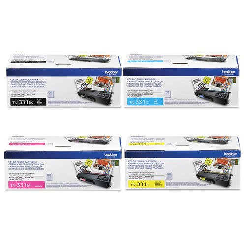 Brother TN-331BK TN-331C TN-331M TN-331Y DCP-L8400 L8450 HL-L8250 L8350 MFC-L8600 L8650 L8850 Toner Cartridge Set (Black Cyan Magenta Yellow, 4-Pack) in Retail Packaging