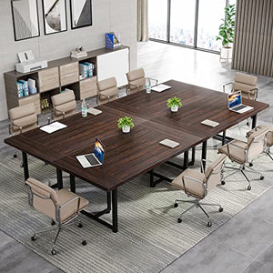 Tribesigns 6FT Conference Table, Large Boardroom Desk, 70.8L x 31.5W x 29.5H, Rustic Brown & Black