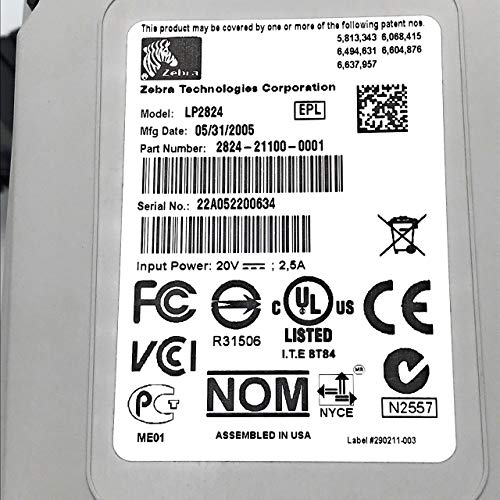 LP2824 Barcode Label Printer, USB and Serial Interface, 2 Inch, Direct Thermal, EPL, with Power Supply (Renewed)