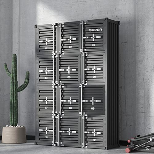Black Industrial Retro Storage Cabinet with Door, Metal Locker Cabinet (12 Doors)