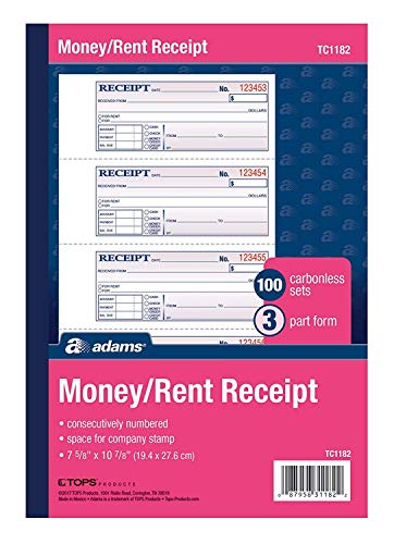 Adams Money and Rent Receipt Book, 3-Part (4-Pack/ 20 Total)