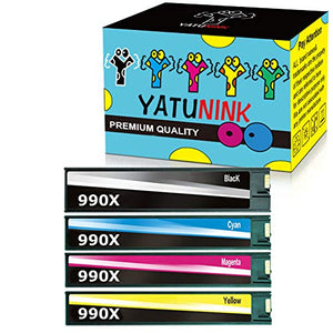 YATUNINK Remanufactured Ink Cartridges Replacement for HP 990X 990XL PageWide Cartridges for HP PageWide Pro 772dw PageWide Pro MFP 777z Pro 750dw PageWide Color 774dn 779dn Printer(4 Pack)