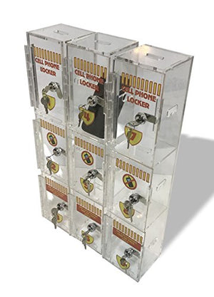 Acrylic Mega Store Wall Mounted Acrylic Cell Phone Locker/Storage - 3 Set