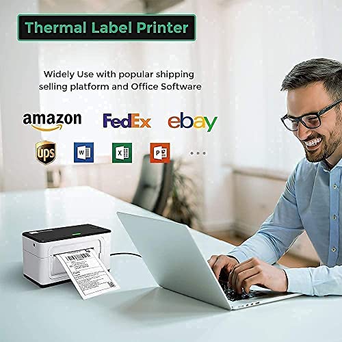 MUNBYN Thermal Label Printer, with Pack of 500 4x6 Roll Labels,High Speed Direct USB Thermal Barcode 4×6 Shipping Label Printer Marker