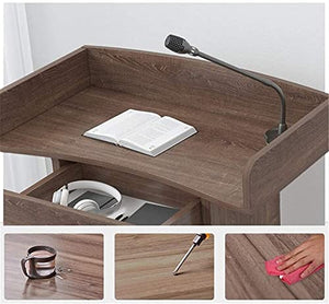 None Lectern Podium Desk with Drawer (Natural)