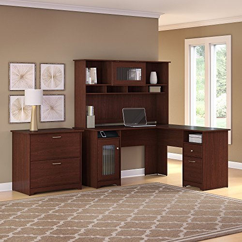 Cabot L Shaped Desk with Hutch and Lateral File Cabinet