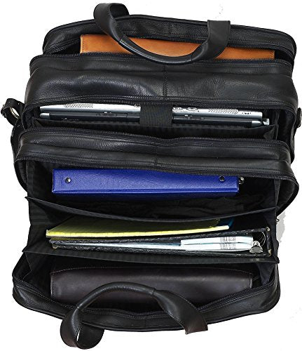 Claire Chase Executive Leather Laptop Briefcase X-wide, Computer Bag in Cafe