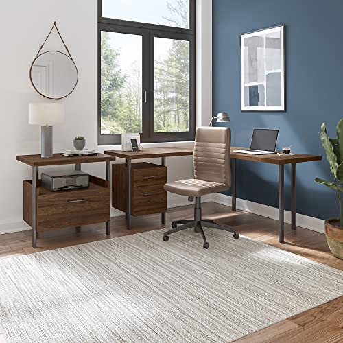 Bush Furniture Architect 60W L Shaped Desk with Lateral File Cabinet