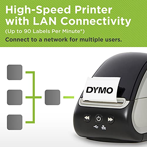 DYMO LabelWriter 550 Turbo Label Printer, Label Maker with High-Speed Direct Thermal Printing, Automatic Label Recognition, Prints Variety of Label Types Through USB or LAN Network Connectivity