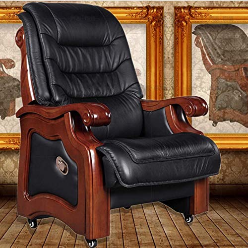 HDZWW Video Game Chairs Home Office Desk Chairs Office Chairs with Lumbar Support Office Chairs & Sofas Leather President Chair,Cowhide Boss Chair for Business,Office Chair with Four-Legged,Big