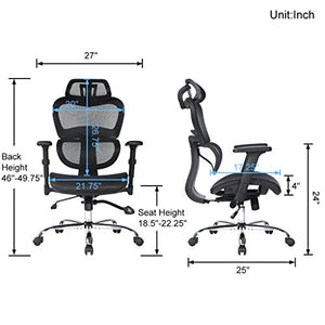 VIVA OFFICE High Back Mesh Executive Chair with Adjustable Headrest and Armrest