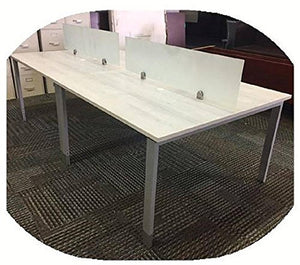 DFS Designs 48" wide 4 person strait desk with a 12" high glass divider in white wave
