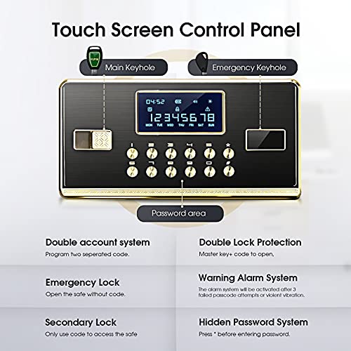 ADIMO Safe, 2.2 Cubic Feet Cabinet Safe Box with Digital Keypad and Key Lock, Built In Cabinet Box, Double Keys, Removable Shelf for Jewelry, Documents, Valuables