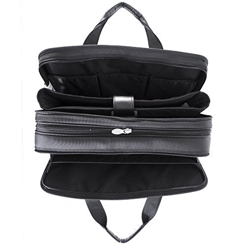 McKlein, R Series, Walton, Tech-Lite Ballistic Nylon, 17" Nylon Expandable Double Compartment Laptop Briefcase w/Removable Sleeve, Black (73985)