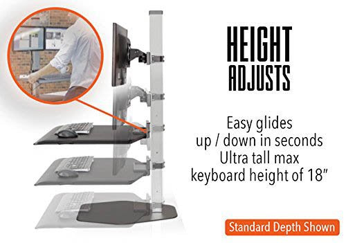 Stand Steady Winston Workstation Single Monitor Mount Sit-Stand Desk with Compact Work Surface (Innovative WNST-1-CW) | One Monitor Standing Desk with VESA Mount| Height Adjustable! (1 Monitor/Black)