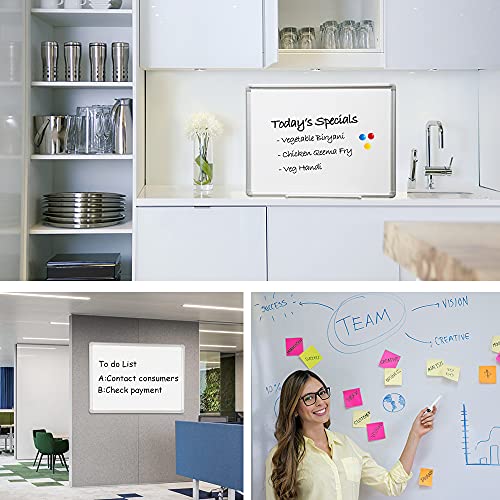 Wall Mounted whiteboard, 60x36 inch Large Magnetic Dry Erase Board for Home Office and School Supplies, Silver Aluminium Frame with Detachable Marker Tray, Markers Eraser and Magnets Included