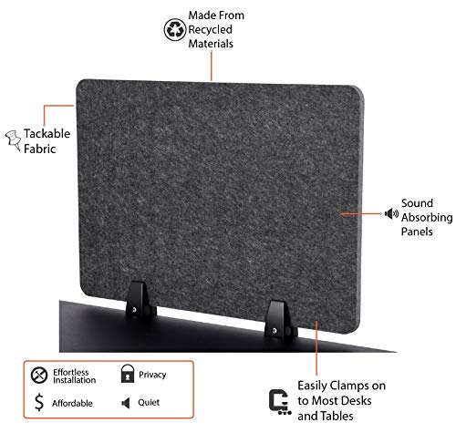 ReFocus™ Raw Clamp-On Acoustic Desk Divider – Reduce Noise and Visual Distractions with This Lightweight Desk Mounted Privacy Panel (Anthracite Gray, 47.25" x 16", 23.6" x 16", & 23.6" x 16")