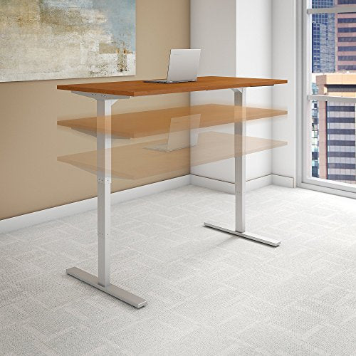 Move 80 Series by Bush Business Furniture 60W x 30D Height Adjustable Standing Desk in Natural Cherry with Cool Gray Metallic Base