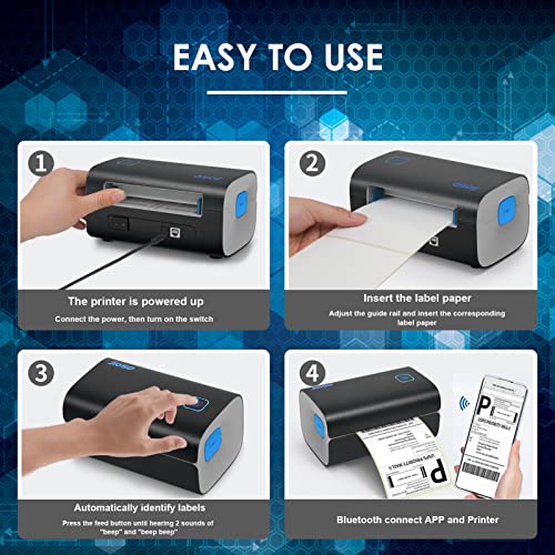 Jiose Bluetooth Thermal Label Printer - Shipping Label Printer - Support Chrome OS, Mac, Windows, Android, iOS for Shipping Packages Compatible with USPS, UPS, FedEx, Amazon, Shopify etc. (Black)