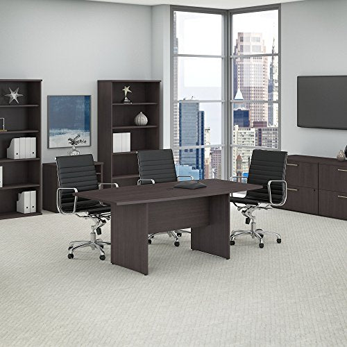 Bush Business Furniture Boat Shaped Conference Table 6 FT | Wood Base, 72W x 36D, Storm Gray