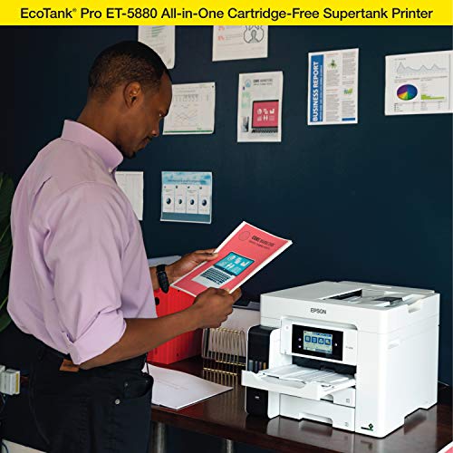 Epson EcoTank Pro ET-5880 Wireless Color All-in-One Supertank Printer with Scanner, Copier, Fax, Ethernet and PCL/Postscript