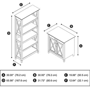 Pemberly Row Storage Cabinet and 5 Shelf Bookcase in Washed Gray