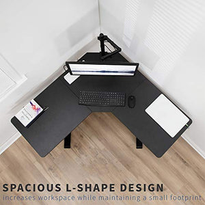 VIVO Electric Height Adjustable 47 x 47 inch Corner Stand Up Desk, Black 3-Piece Table Top, Black Frame, Complete Standing Workstation, DESK-E1L94B