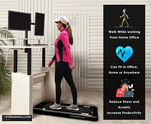 XTREADMILLLUXE 2 in 1 Folding Running and Walking Treadmill, Installation-Free, Bluetooth and HiFi Speakers, Remote Control & LED Display, Home/Office use, 2.25 HP Peak Power (Black)
