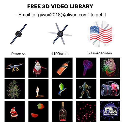 GIWOX 2019 Upgrade 3D Hologram Advertising Display Fan with 600 Video Library, 640P Hi-Resolution and WiFi Added - Holographic Projector Fan is Best for Business,Store,Shop,Bar (16.5 inch)