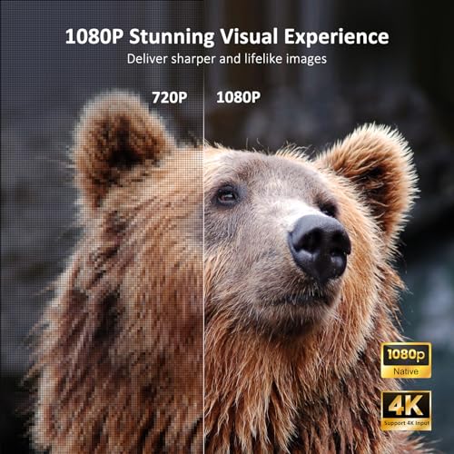 NexiGo Outdoor Netflix Projector, 800 ANSI Lumens, Native 1080P, 4K Supported